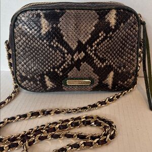 Rebecca Minkoff Snake Print Crossbody with Gold Chain Strap Black Purple